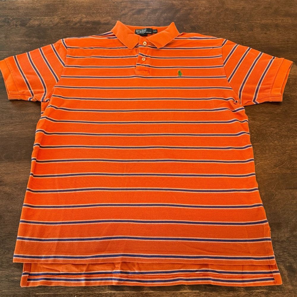 Vintage Polo by Ralph Lauren Orange Striped Polo Shirt
